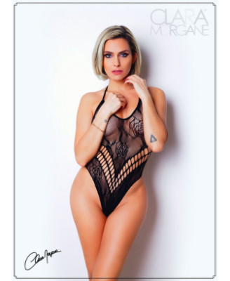 Body effet string sexy noir en résille - Le Numéro 4 - Collection Body 
